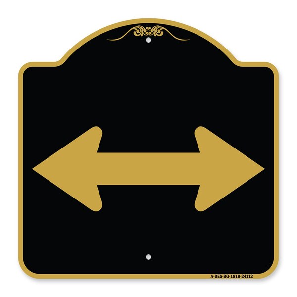 Signmission Designer Series Bidirectional Arrow Black, Black & Gold Aluminum Sign, 18" x 18", BG-1818-24312 A-DES-BG-1818-24312 - main